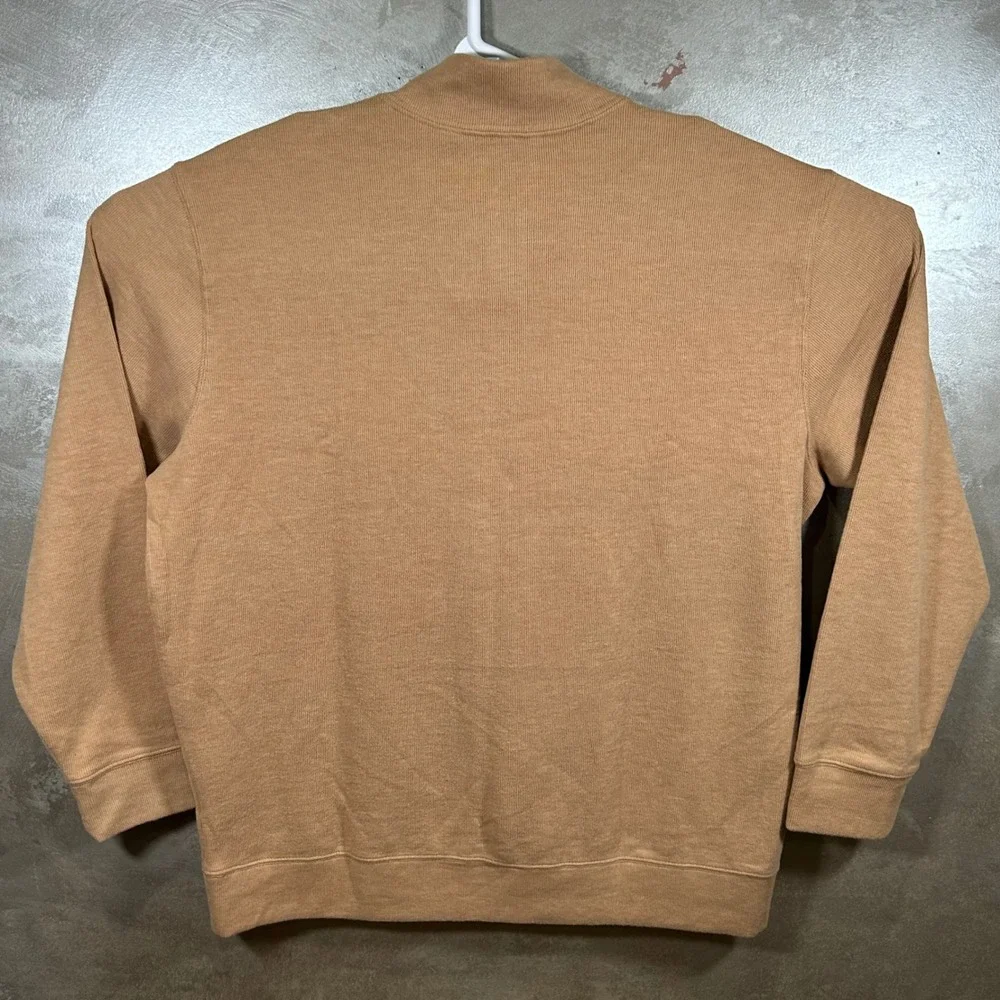 Lands End Mens 2XL Ribbed Quarter Zip‎ Pullover Rich Camel Heather NEW